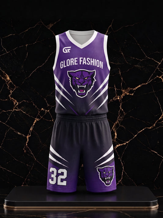 Custom Purple Panther Basketball Uniform | Premium Team Jersey & Shorts | Glore Fashion