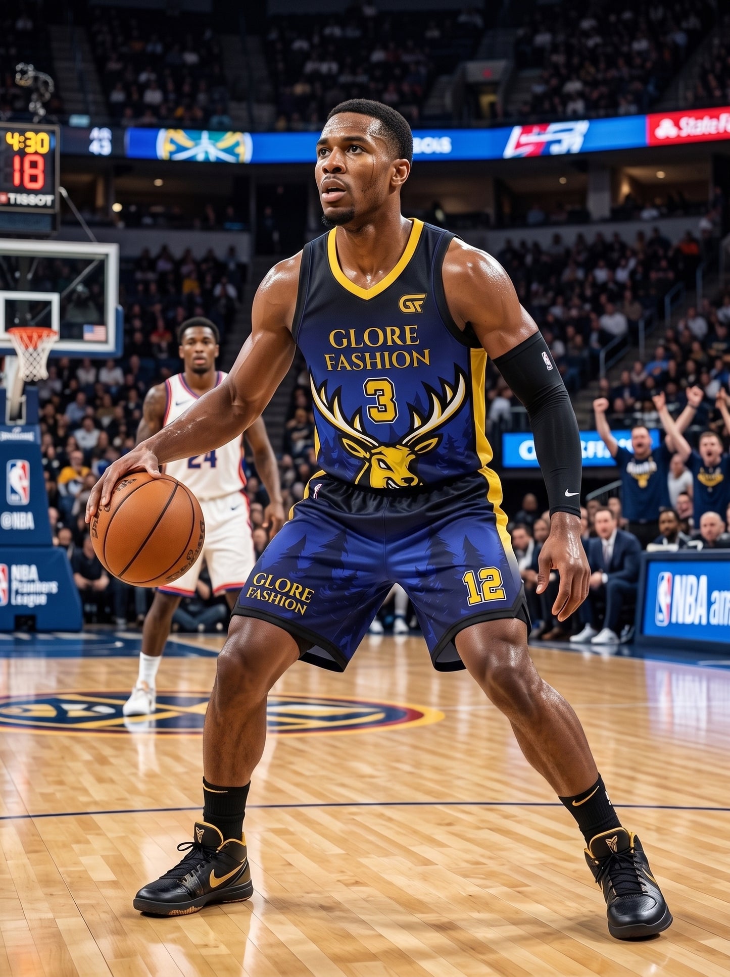 Custom Blue & Gold Deer Basketball Uniform | Premium Sublimated Team Jersey & Shorts | Glore Fashion