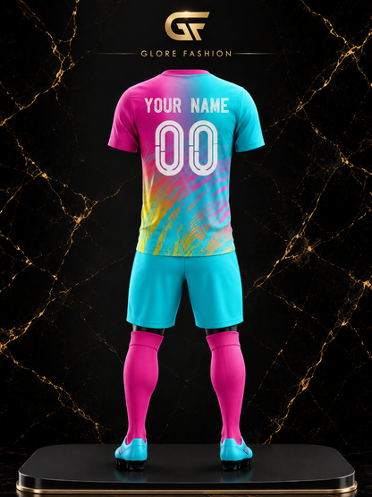 Custom Soccer Uniform – Pink & Cyan Gradient Football Kit | Glore Fashion