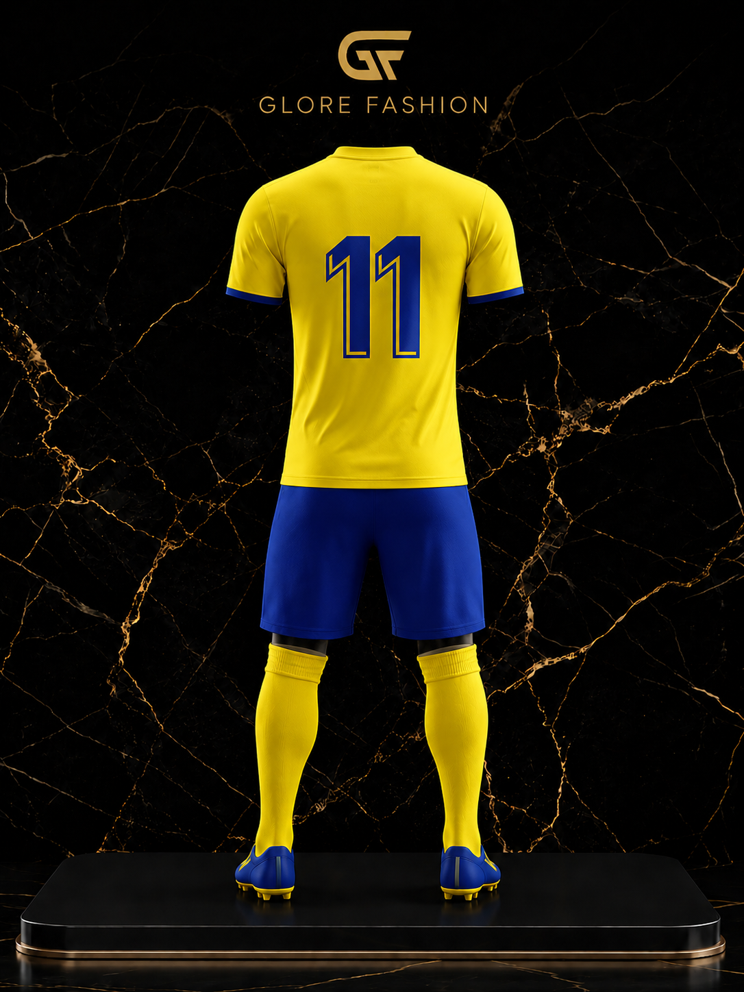 Custom Yellow & Blue Soccer Uniform – Sublimated Football Jersey Set | Glore Fashion