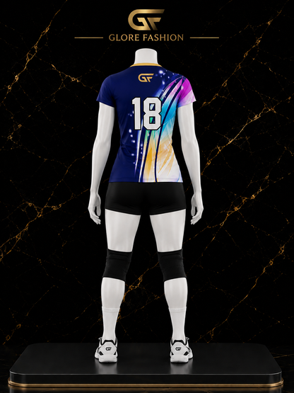 Women's Blue Volleyball Uniform | Premium Custom Sublimated Jersey & Shorts | Glore Fashion