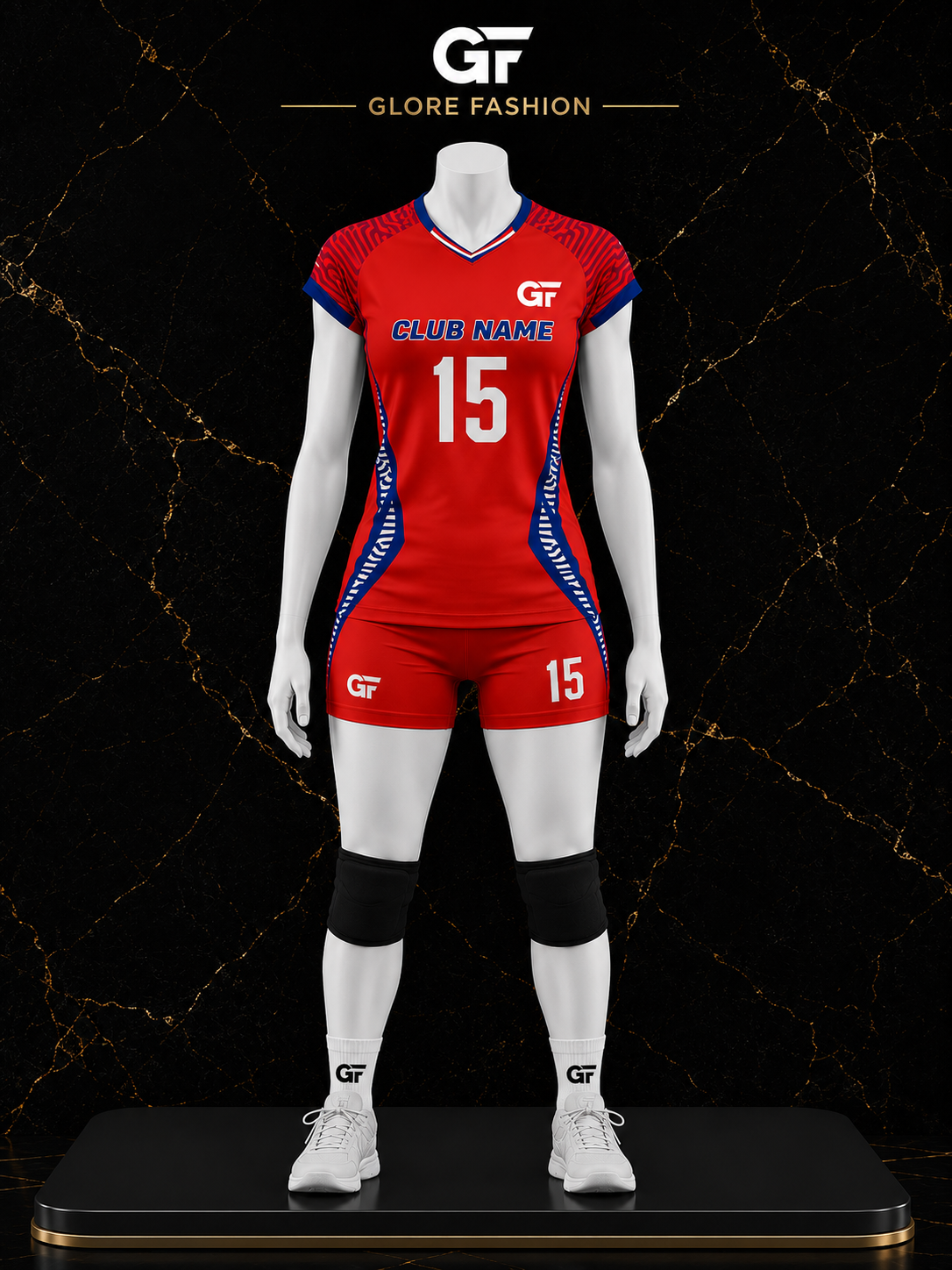 Women's Custom Red Volleyball Uniform | Sublimated Team Jersey & Shorts | Glore Fashion