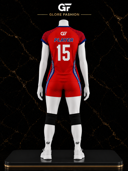 Women's Custom Red Volleyball Uniform | Sublimated Team Jersey & Shorts | Glore Fashion