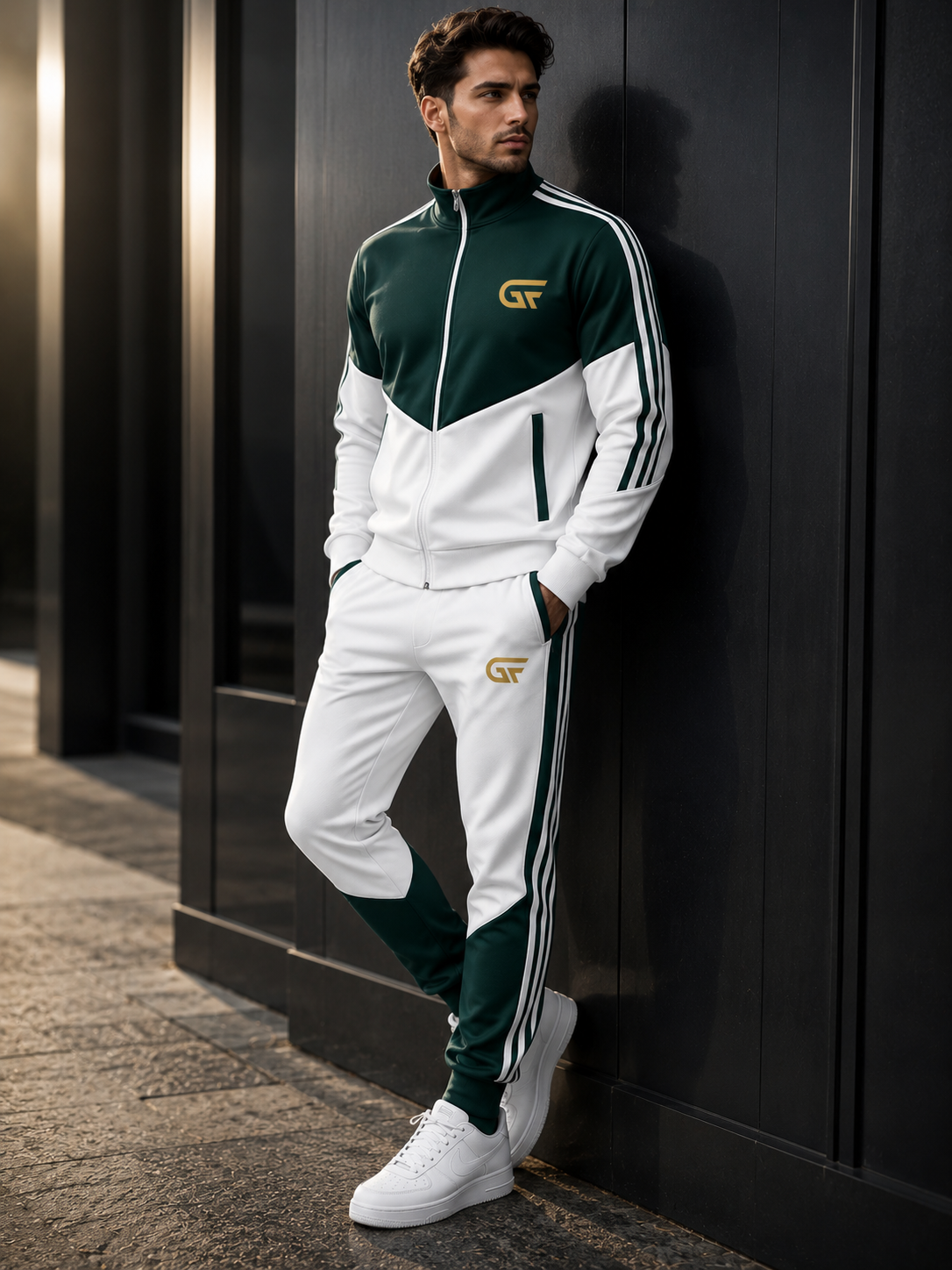 Premium Custom Green & White Tracksuit | Team Warm-Up Suit | Glore Fashion