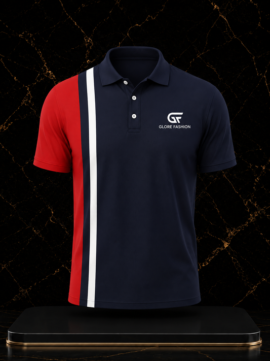 Custom Navy Red Performance Polo Shirt | Personalized Team Polo | Glore Fashion