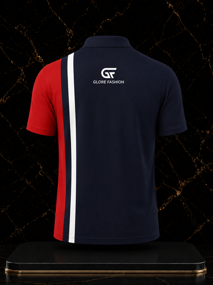 Custom Navy Red Performance Polo Shirt | Personalized Team Polo | Glore Fashion