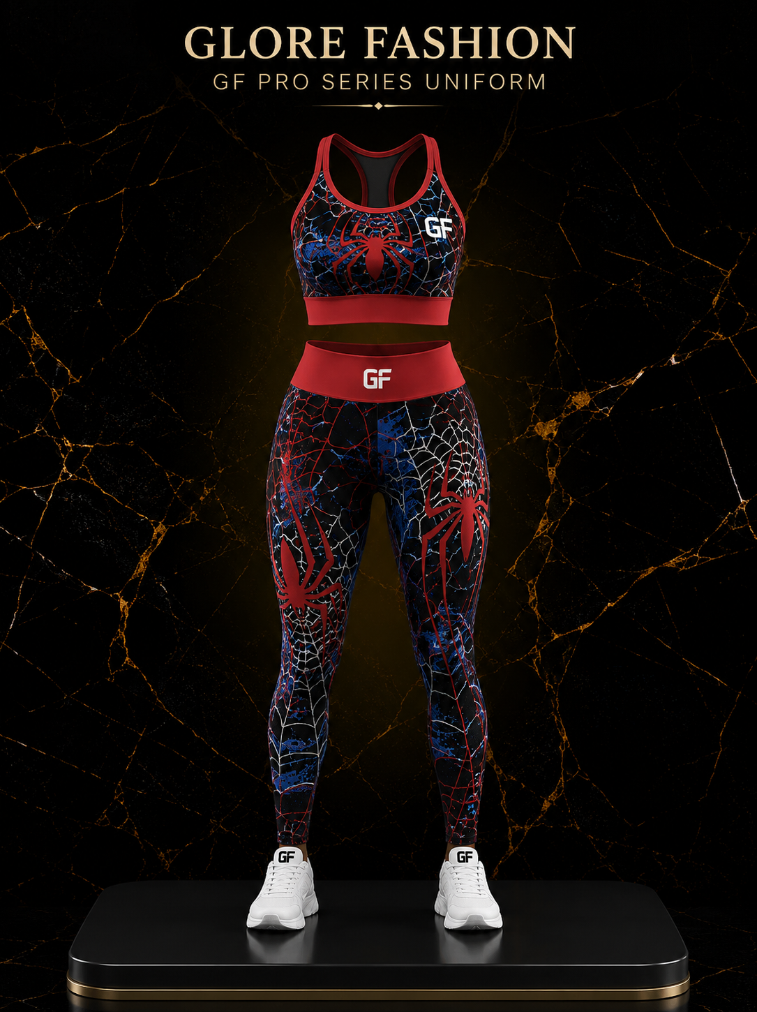 Women's Spider Inspired Compression Sports Bra & Leggings Set | Custom Gym Wear | Glore Fashion