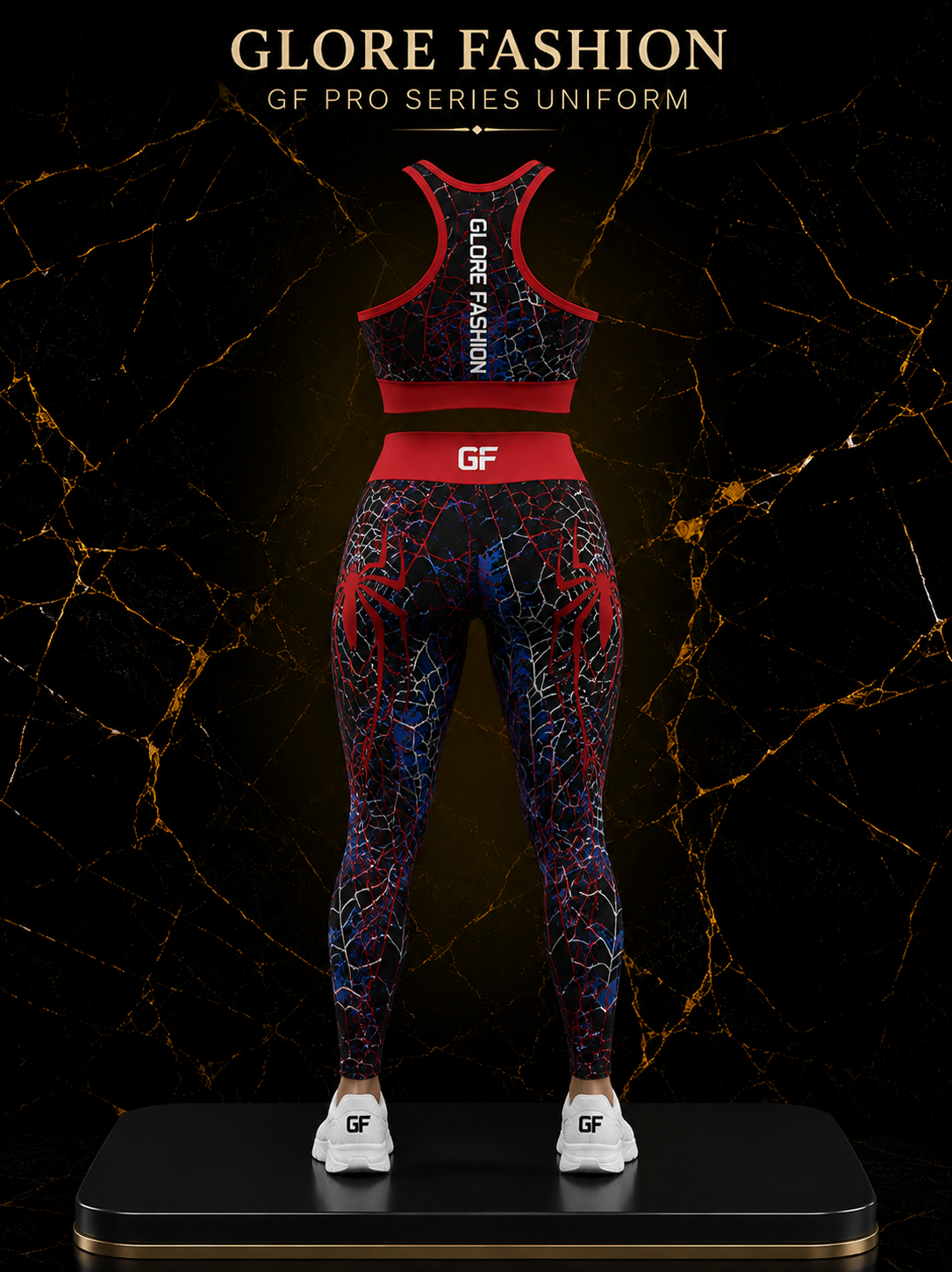 Women's Spider Inspired Compression Sports Bra & Leggings Set | Custom Gym Wear | Glore Fashion
