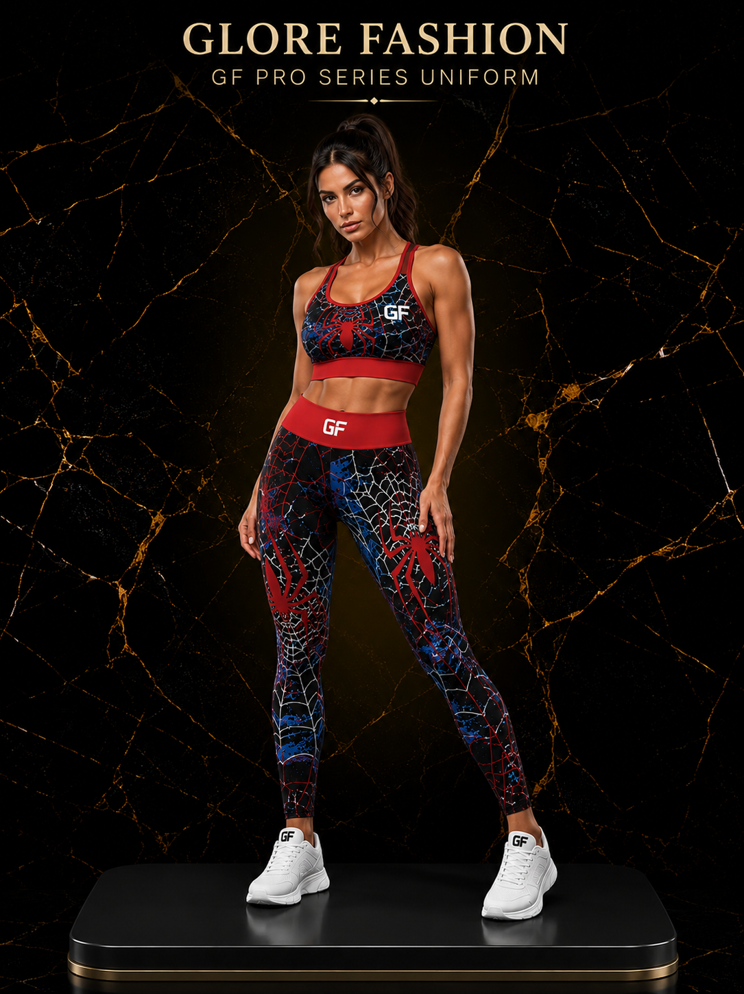 Women's Spider Inspired Compression Sports Bra & Leggings Set | Custom Gym Wear | Glore Fashion