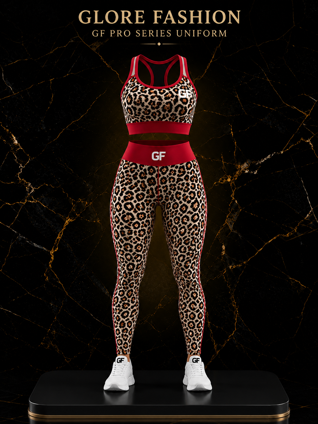 Women's Leopard Print Sports Bra & Leggings Set | Compression Activewear | Glore Fashion