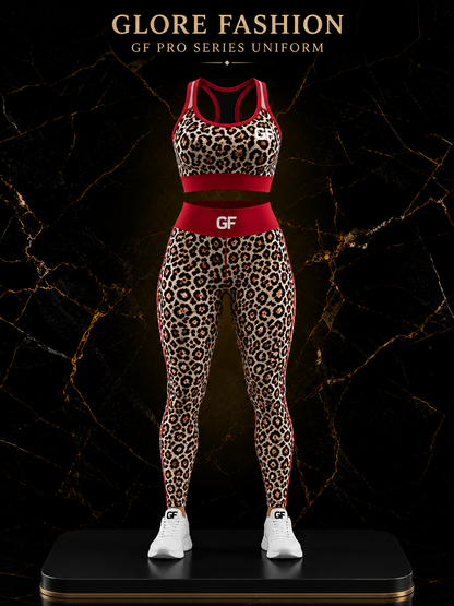 Women's Leopard Print Sports Bra & Leggings Set | Compression Activewear | Glore Fashion