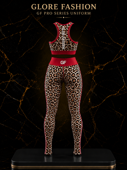 Women's Leopard Print Sports Bra & Leggings Set | Compression Activewear | Glore Fashion