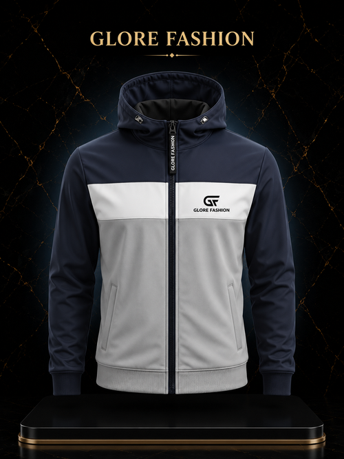 Custom Full Zip Color Navy Blue Hoodie – Premium Unisex Sportswear | Glore Fashion