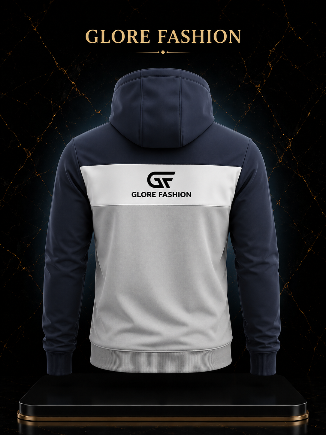 Custom Full Zip Color Navy Blue Hoodie – Premium Unisex Sportswear | Glore Fashion