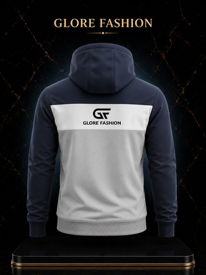 Custom Full Zip Color Navy Blue Hoodie – Premium Unisex Sportswear | Glore Fashion