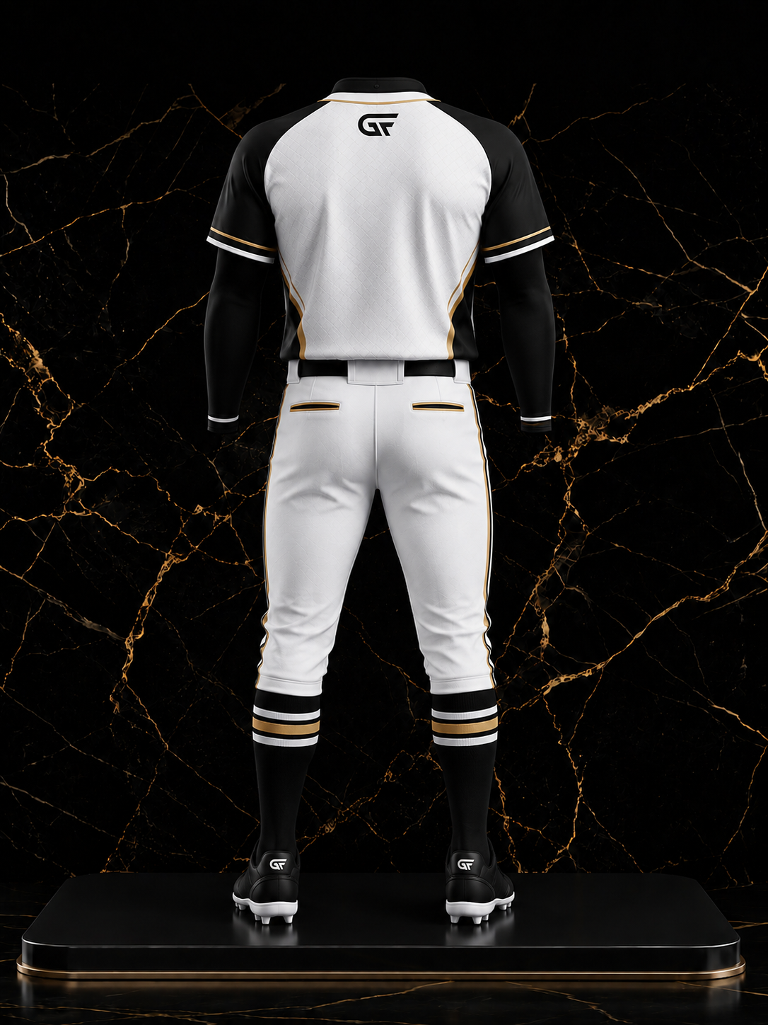 Custom Black White Gold Baseball Uniform | Premium Team Jersey & Pants | Glore Fashion