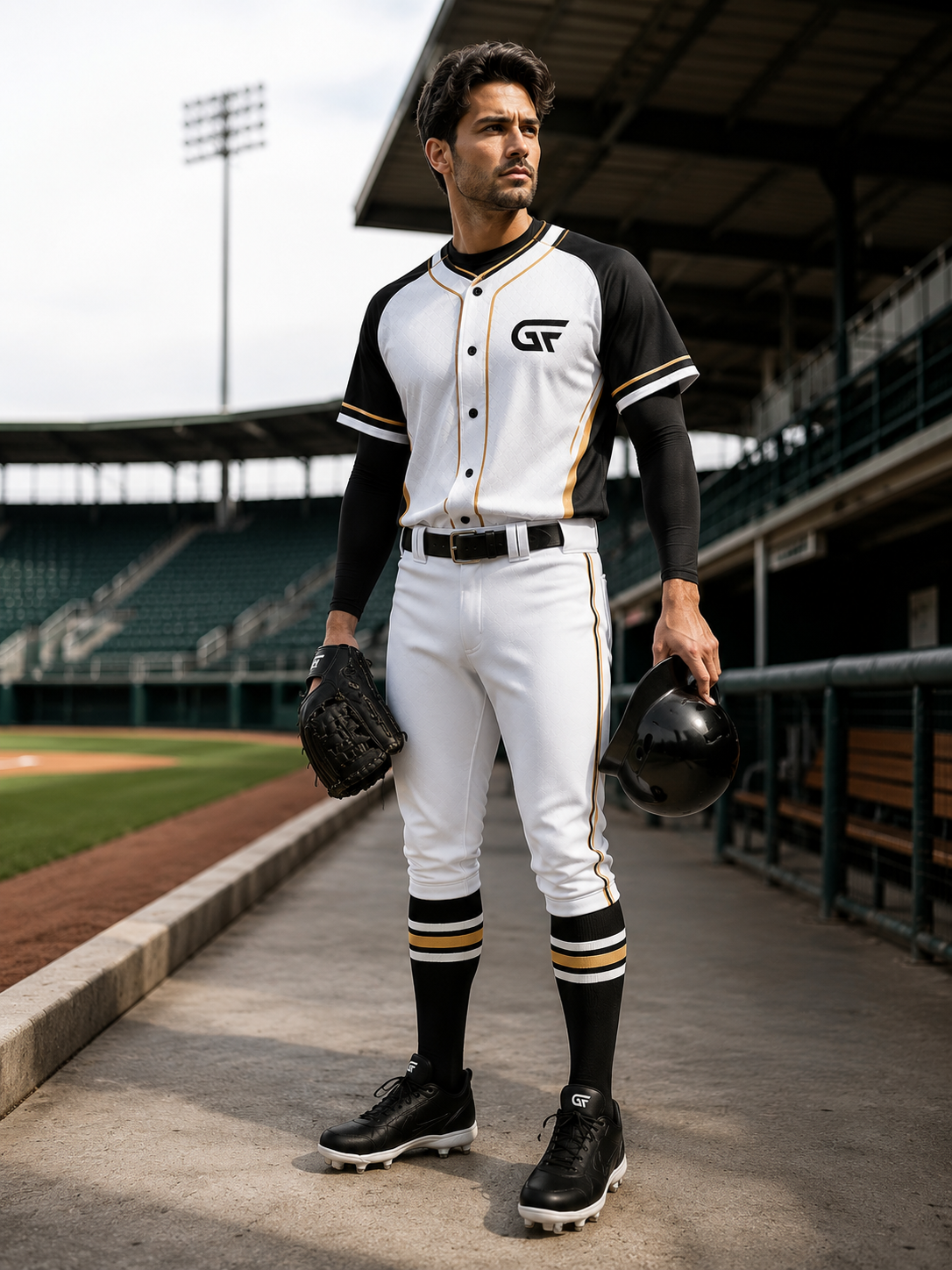 Custom Black White Gold Baseball Uniform | Premium Team Jersey & Pants | Glore Fashion