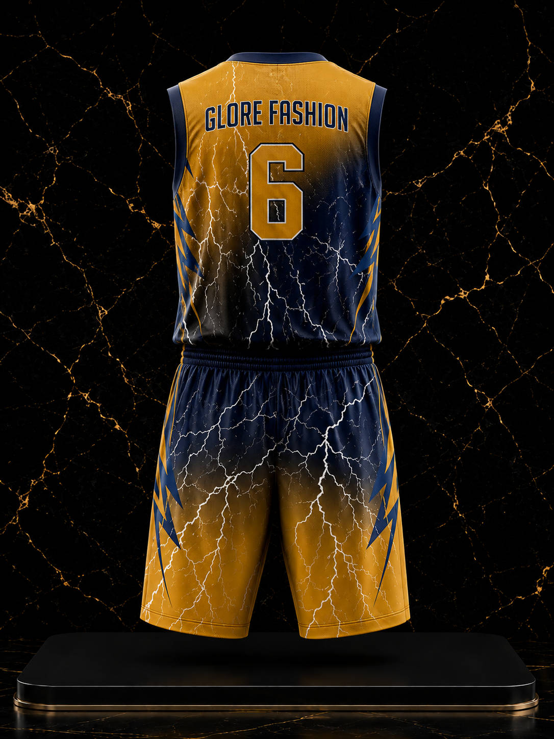 Custom Reversible Basketball Uniform | Lightning Design Team Jersey Set | Premium Sublimated Basketball Kit | Glore Fashion