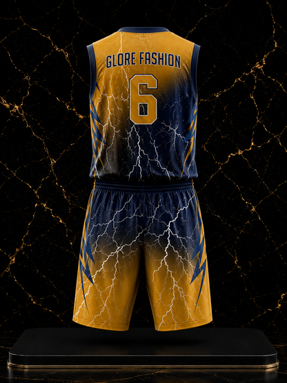 Custom Reversible Basketball Uniform | Lightning Design Team Jersey Set | Premium Sublimated Basketball Kit | Glore Fashion