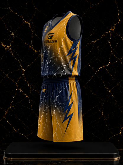 Custom Reversible Basketball Uniform | Lightning Design Team Jersey Set | Premium Sublimated Basketball Kit | Glore Fashion