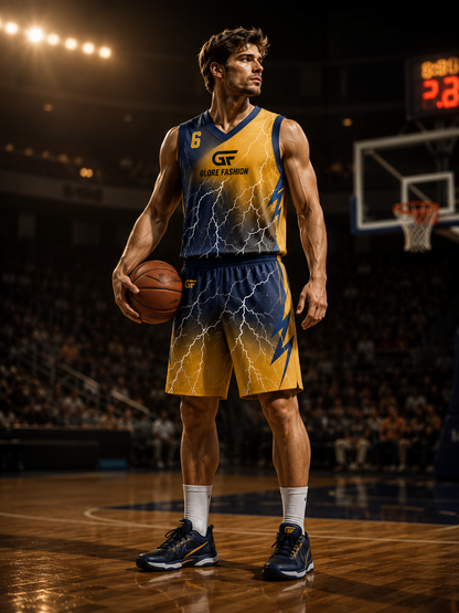 Custom Reversible Basketball Uniform | Lightning Design Team Jersey Set | Premium Sublimated Basketball Kit | Glore Fashion