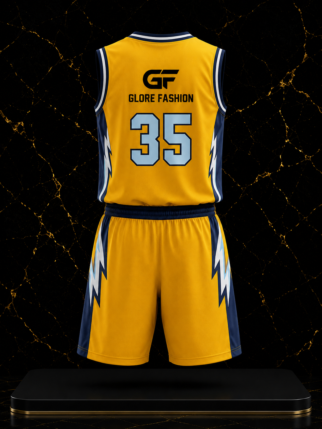 Custom Yellow & Navy Basketball Uniform | Premium Sublimated Team Jersey & Shorts | Glore Fashion