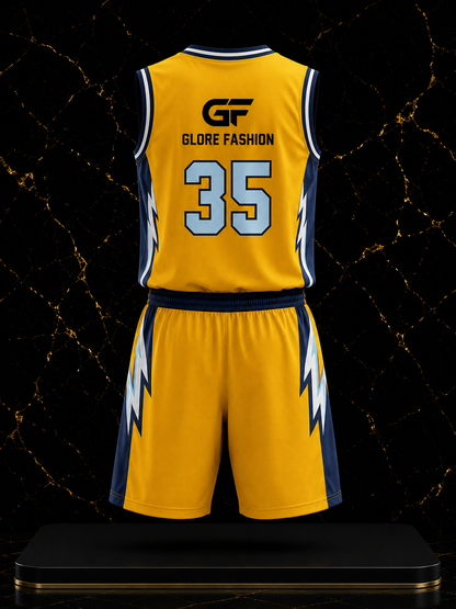 Custom Yellow & Navy Basketball Uniform | Premium Sublimated Team Jersey & Shorts | Glore Fashion