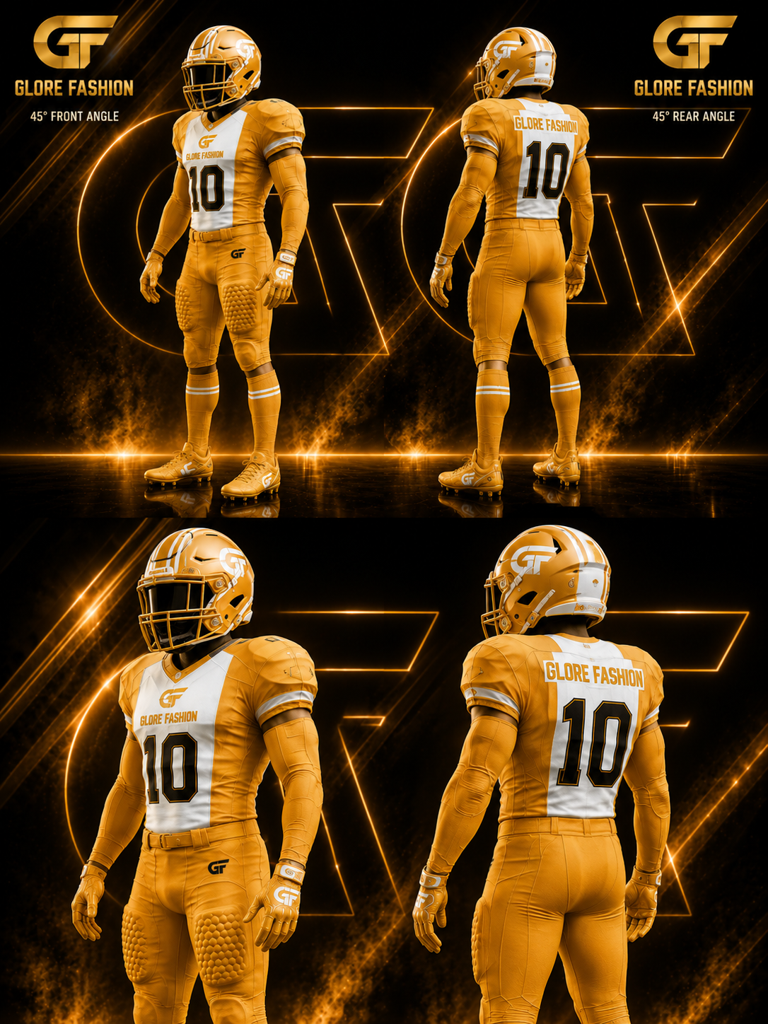 Custom Gold American Football Uniform Package – Premium Sublimated Team Kit by Glore Fashion