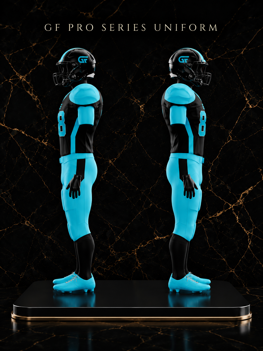 Black Cyan Custom American Football Uniform | Elite Team Jersey & Pants Set | Glore Fashion