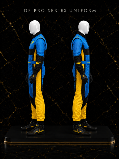 Blue Yellow Custom Kart Racing Suit | Professional Motorsport Racing Suit | Glore Fashion