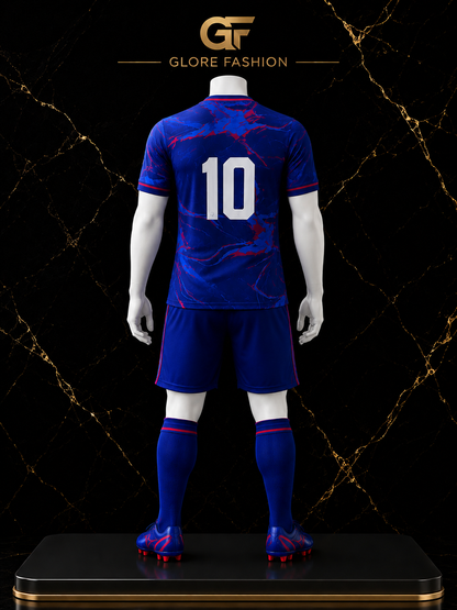 Custom Blue Marble Soccer Uniform – Sublimated Football Jersey Set | Glore Fashion