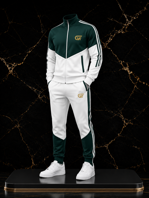 Premium Custom Green & White Tracksuit | Team Warm-Up Suit | Glore Fashion