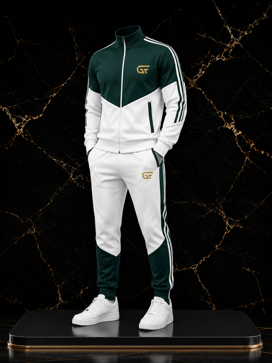 Premium Custom Green & White Tracksuit | Team Warm-Up Suit | Glore Fashion