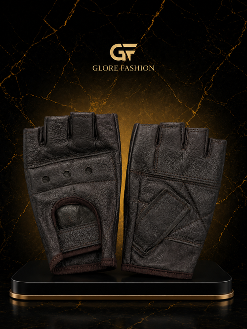 Glore Fashion Premium Fingerless Leather Gym Gloves for Weightlifting, Cross Training & Fitness