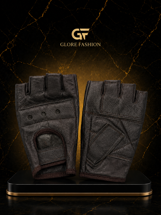 Glore Fashion Premium Fingerless Leather Gym Gloves for Weightlifting, Cross Training & Fitness
