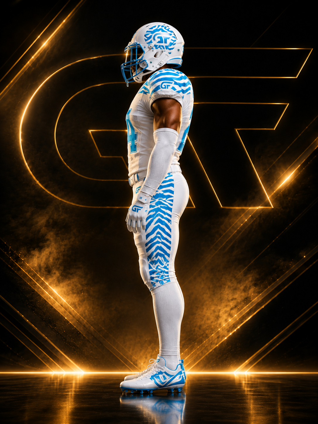 White Cyan Custom American Football Uniform | Zebra Wave Elite Series | Glore Fashion