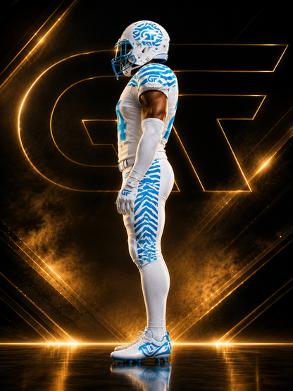 White Cyan Custom American Football Uniform | Zebra Wave Elite Series | Glore Fashion