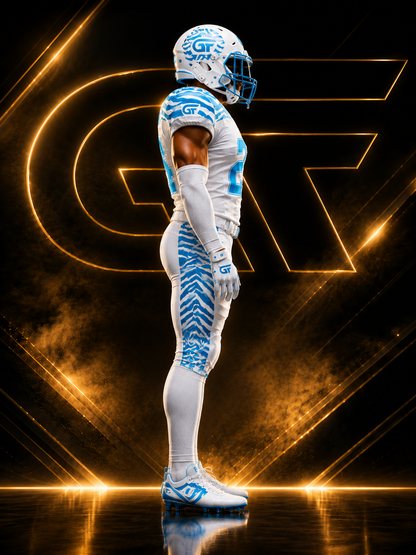 White Cyan Custom American Football Uniform | Zebra Wave Elite Series | Glore Fashion