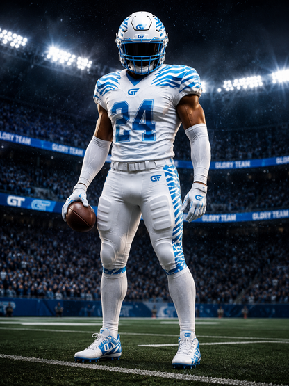 White Cyan Custom American Football Uniform | Zebra Wave Elite Series | Glore Fashion
