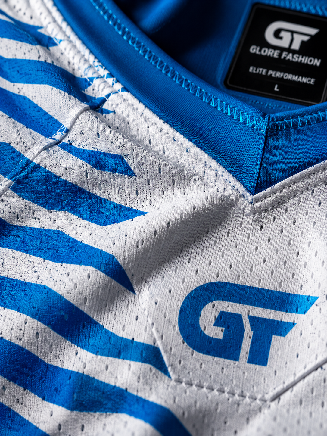 White Cyan Custom American Football Uniform | Zebra Wave Elite Series | Glore Fashion