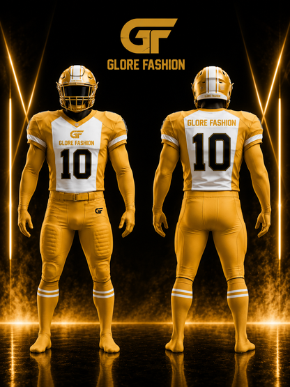 Custom Gold American Football Uniform – Premium Sublimated Uniform by Glore Fashion