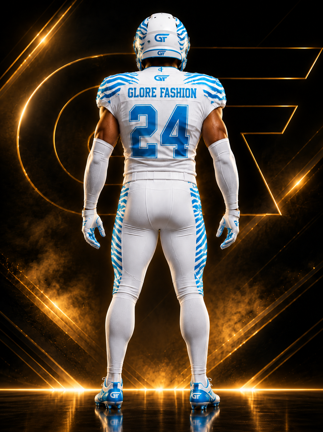 White Cyan Custom American Football Uniform | Zebra Wave Elite Series | Glore Fashion