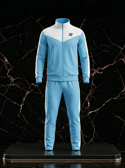 Custom Sky Blue Tracksuit – Premium Sportswear | Full Zip | Glore Fashion