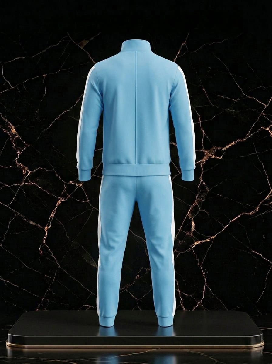 Custom Sky Blue Tracksuit – Premium Sportswear | Full Zip | Glore Fashion