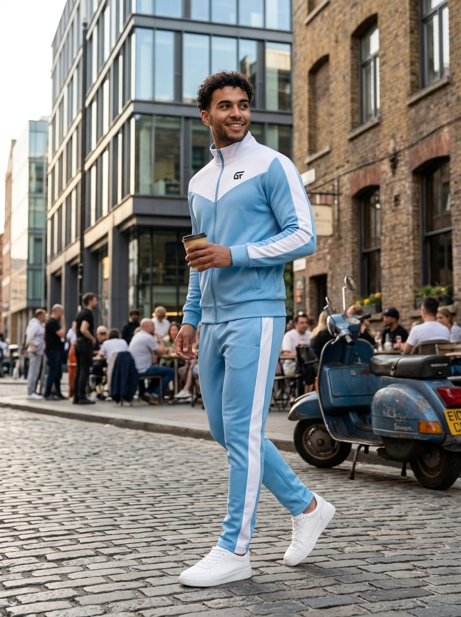 Custom Sky Blue Tracksuit – Premium Sportswear | Full Zip | Glore Fashion