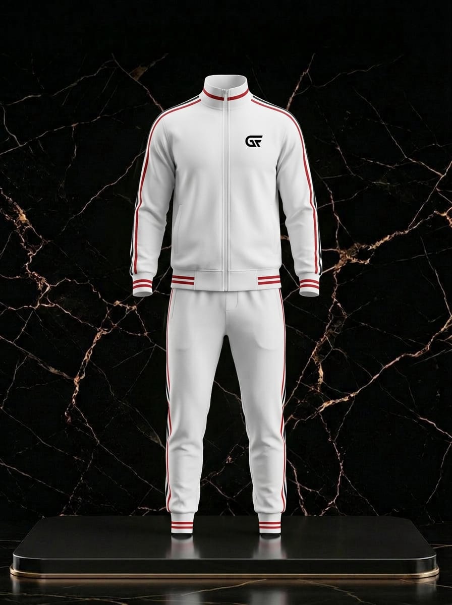 Custom White Tracksuit | Premium Sports Training Suit | OEM & Private Label Manufacturer