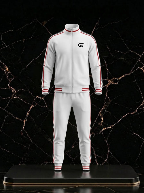 Custom White Tracksuit | Premium Sports Training Suit | OEM & Private Label Manufacturer