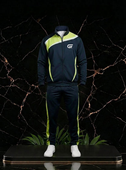 Custom Navy & Neon Green Tracksuit | Premium Team Training Suit | OEM Sportswear Manufacturer