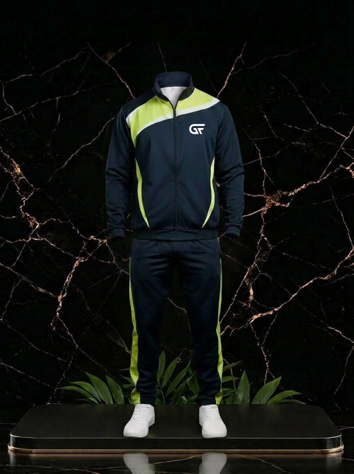 Custom Navy & Neon Green Tracksuit | Premium Team Training Suit | OEM Sportswear Manufacturer