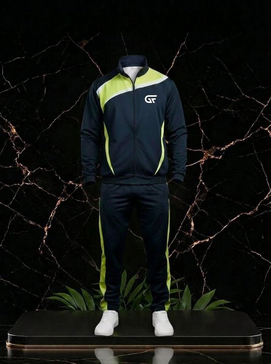 Custom Navy & Neon Green Tracksuit | Premium Team Training Suit | OEM Sportswear Manufacturer